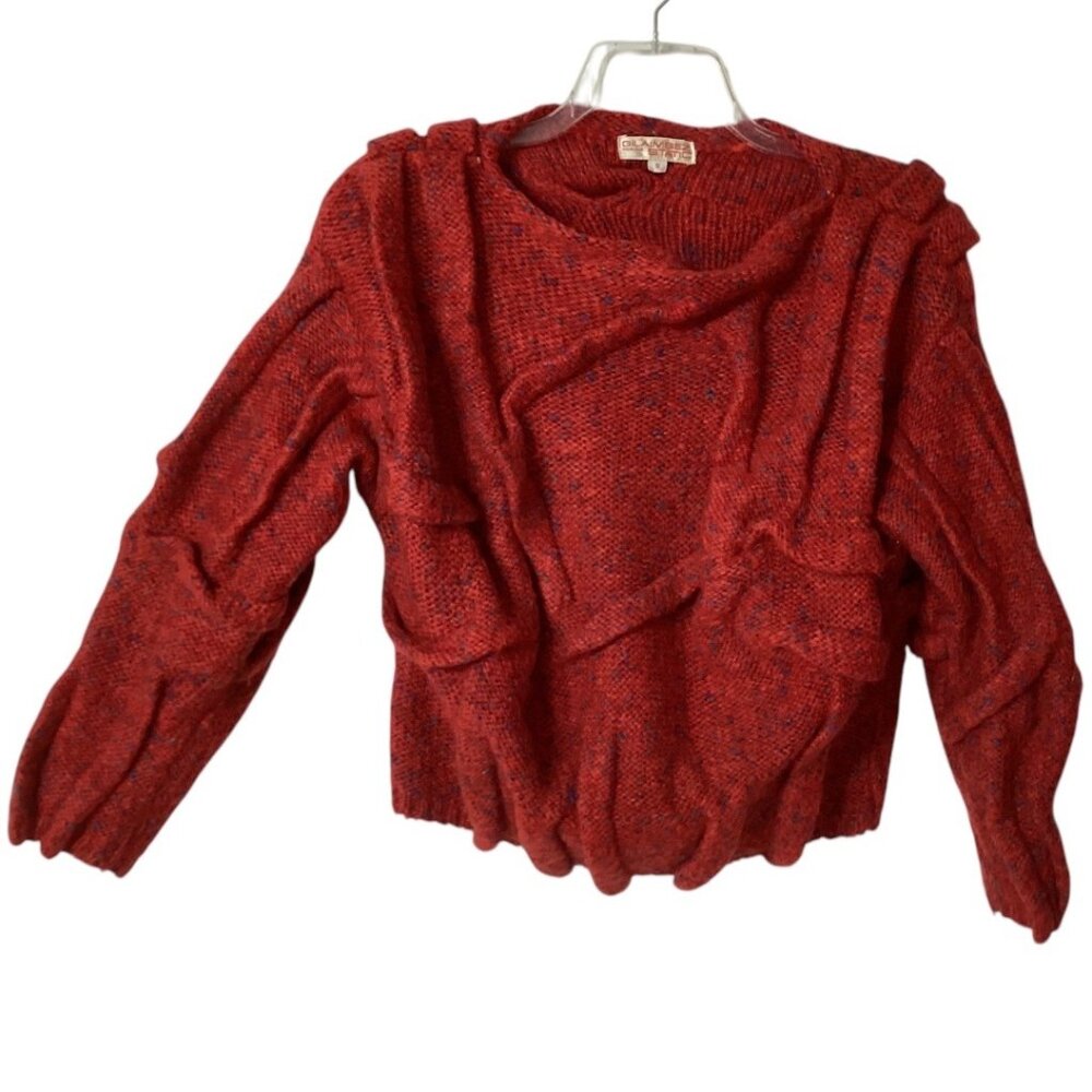 Vintage 80s Gil Aimbez Pour/For Static Red Textured Knit Sweater - Size‎ Small